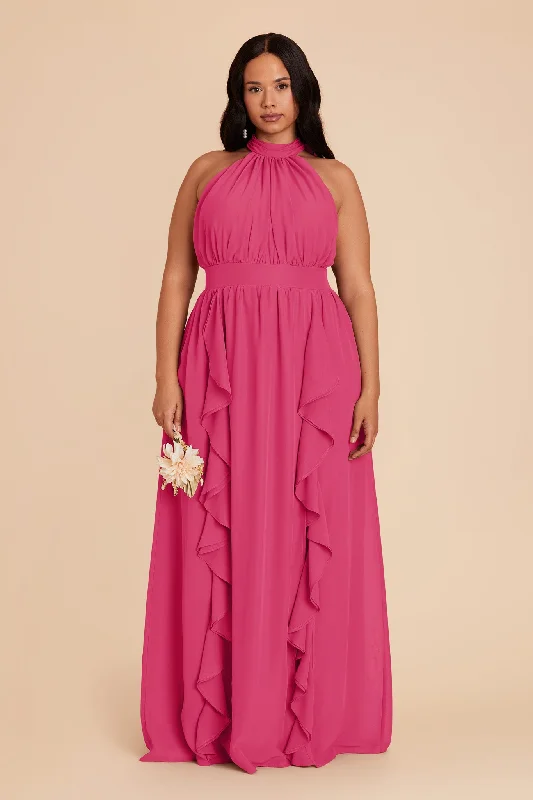 Joyce Chiffon Dress - Fuchsia