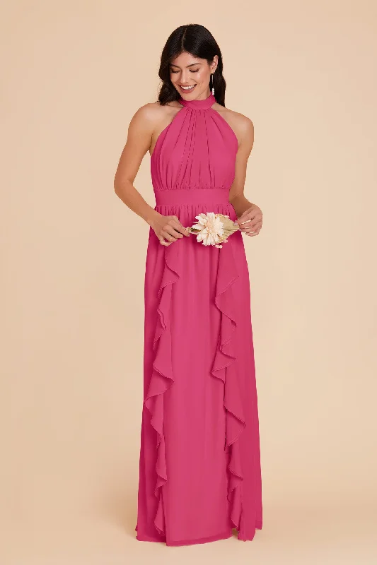 Joyce Chiffon Dress - Fuchsia