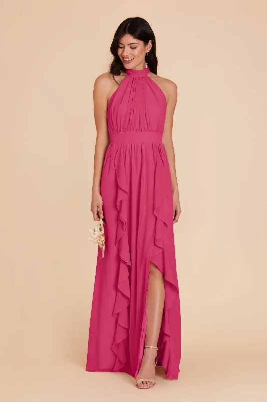 Joyce Chiffon Dress - Fuchsia