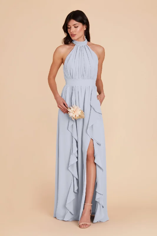 Joyce Chiffon Dress - Ice Blue