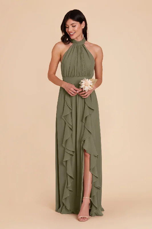 Joyce Chiffon Dress - Moss Green