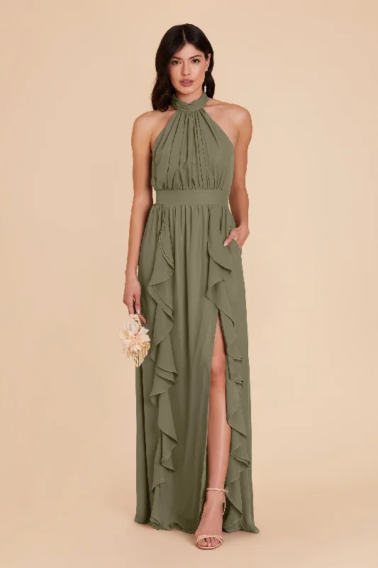 Joyce Chiffon Dress - Moss Green