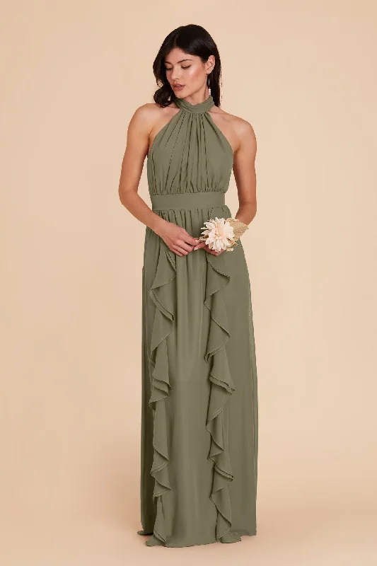 Joyce Chiffon Dress - Moss Green