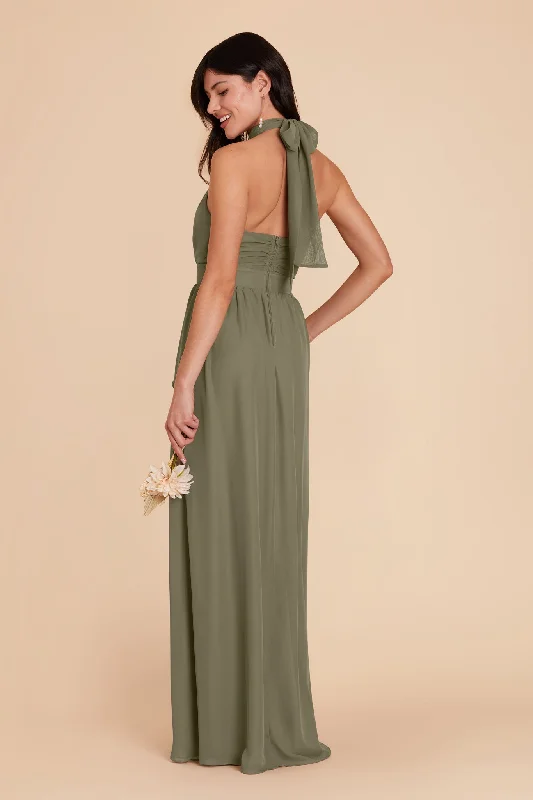 Joyce Chiffon Dress - Moss Green