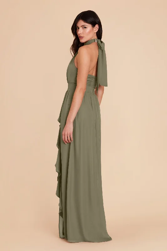 Joyce Chiffon Dress - Moss Green