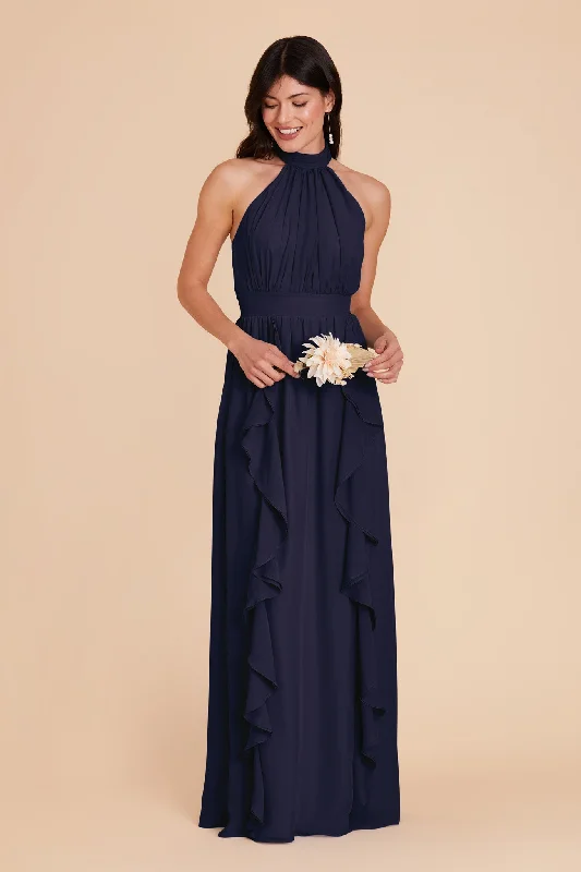 Joyce Chiffon Dress - Navy