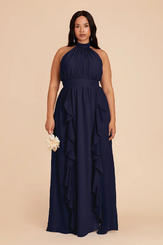 Joyce Chiffon Dress - Navy