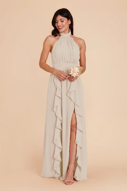 Joyce Chiffon Dress - Neutral Champagne