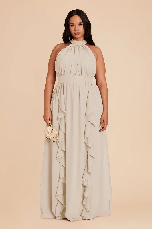 Joyce Chiffon Dress - Neutral Champagne