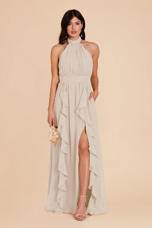 Joyce Chiffon Dress - Neutral Champagne