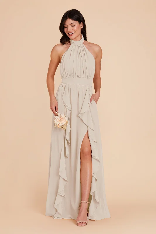 Joyce Chiffon Dress - Neutral Champagne