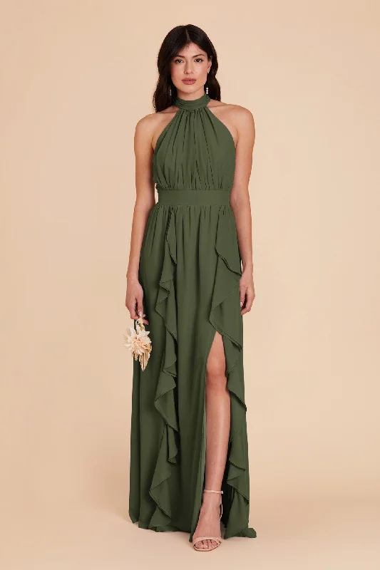 Joyce Chiffon Dress - Olive