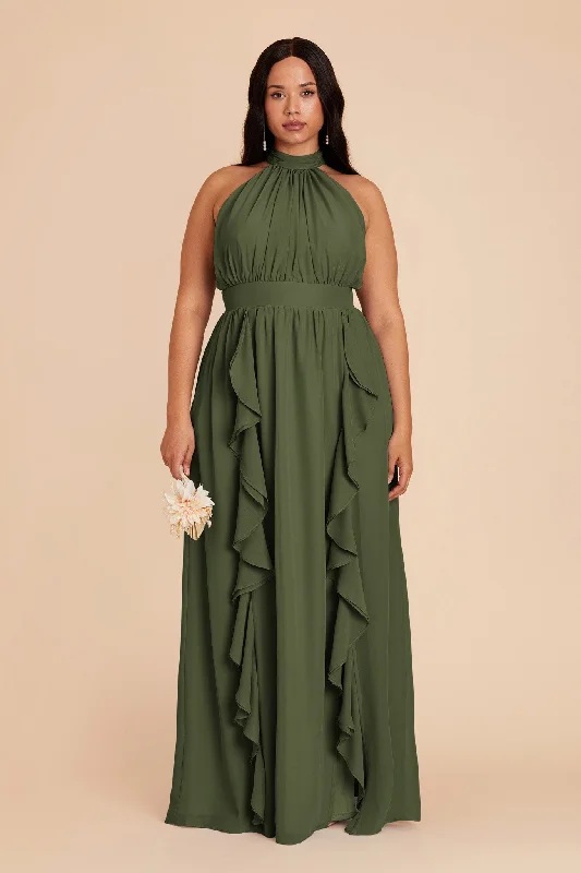 Joyce Chiffon Dress - Olive