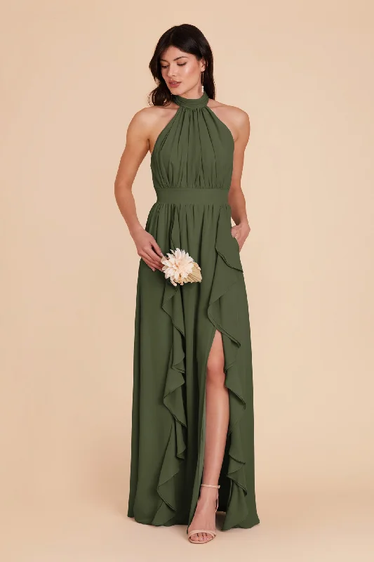 Joyce Chiffon Dress - Olive