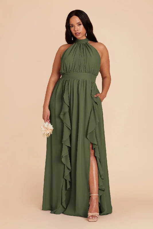 Joyce Chiffon Dress - Olive