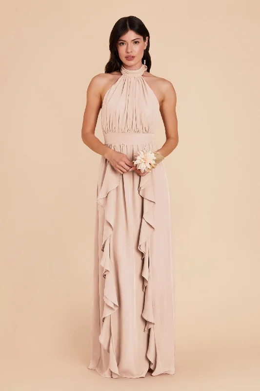 Joyce Chiffon Dress - Pale Blush