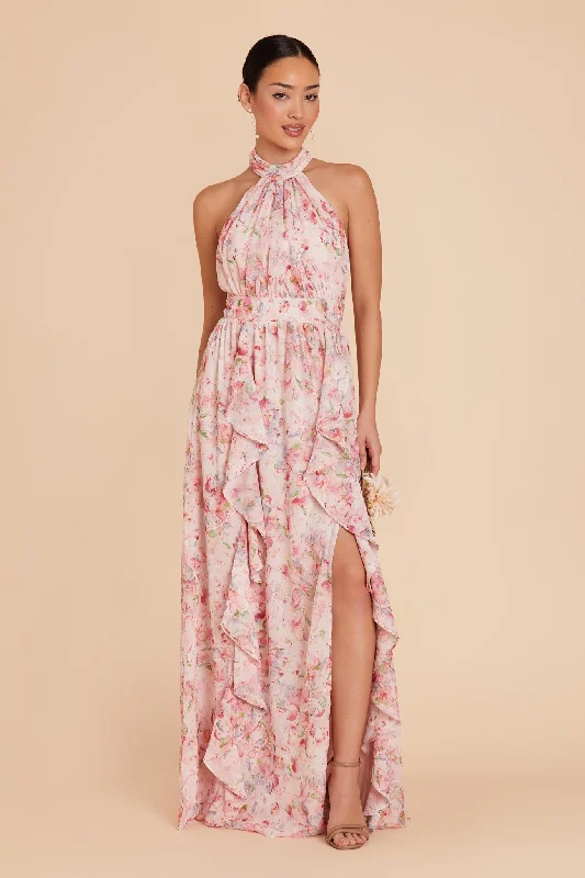 Joyce Chiffon Dress - Pink Falling Petals