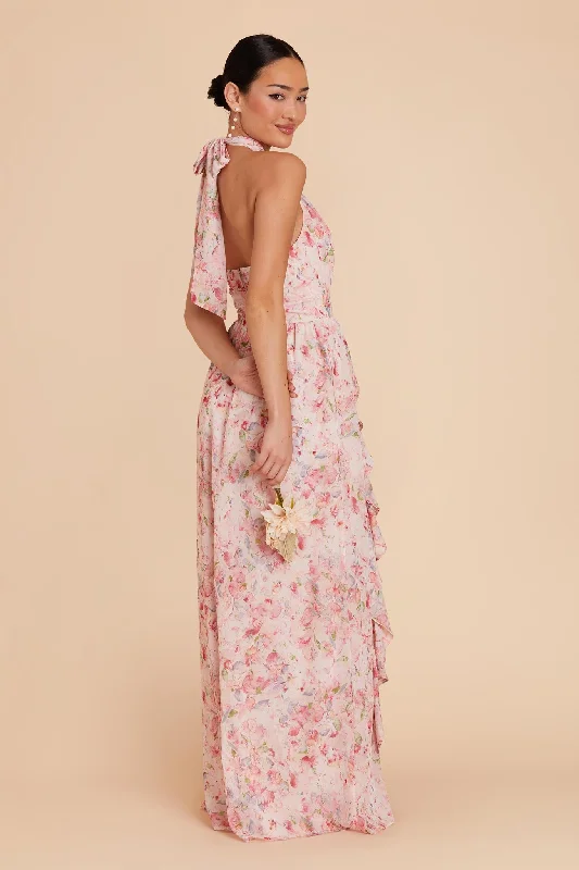 Joyce Chiffon Dress - Pink Falling Petals