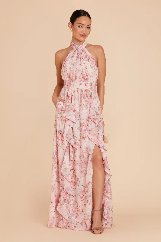 Joyce Chiffon Dress - Pink Falling Petals