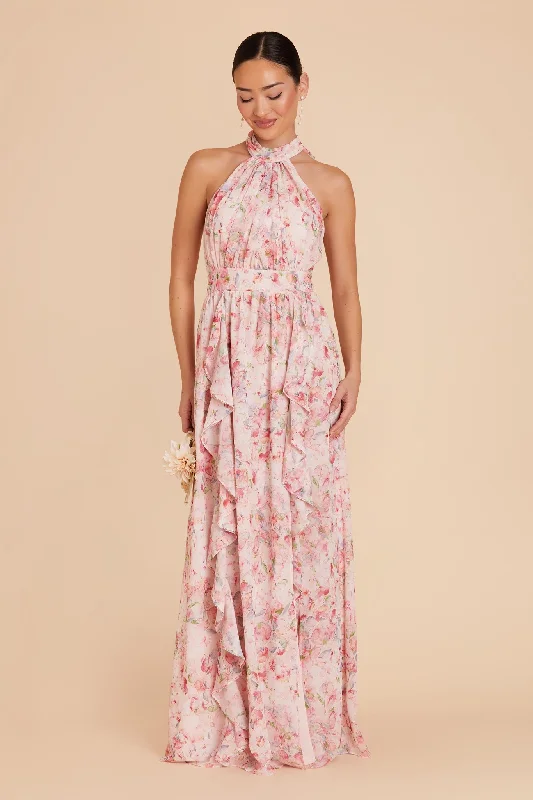 Joyce Chiffon Dress - Pink Falling Petals