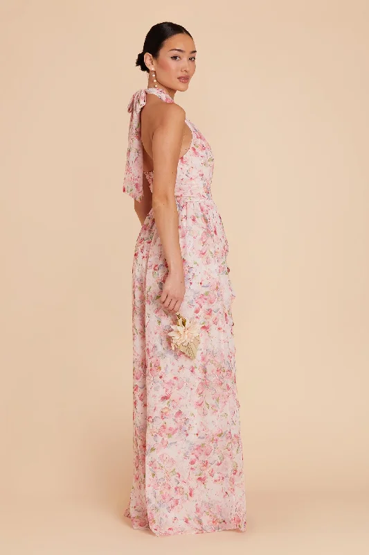 Joyce Chiffon Dress - Pink Falling Petals