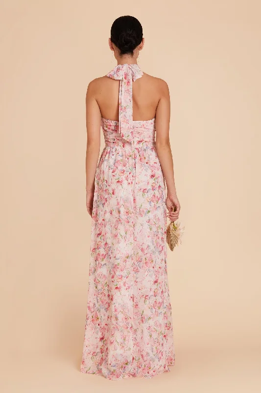 Joyce Chiffon Dress - Pink Falling Petals