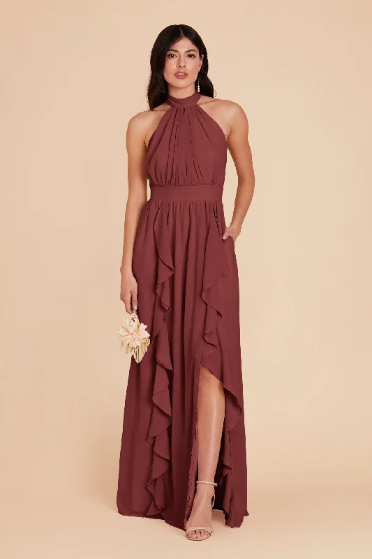 Joyce Chiffon Dress - Rosewood