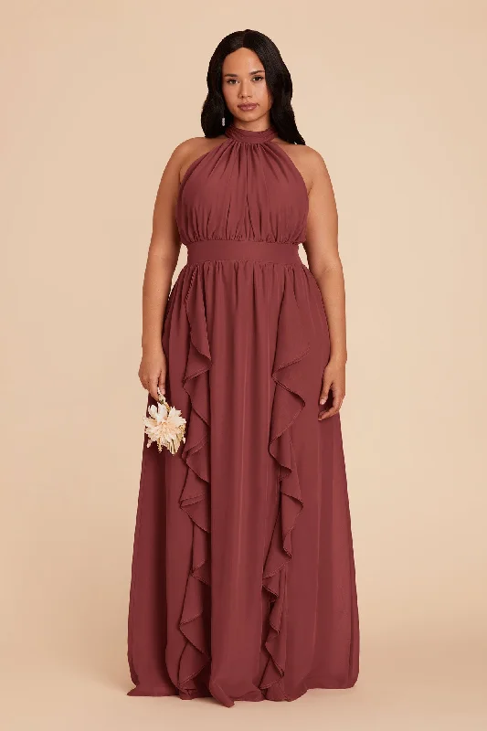 Joyce Chiffon Dress - Rosewood