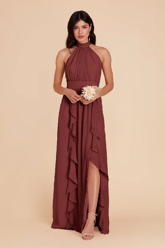 Joyce Chiffon Dress - Rosewood