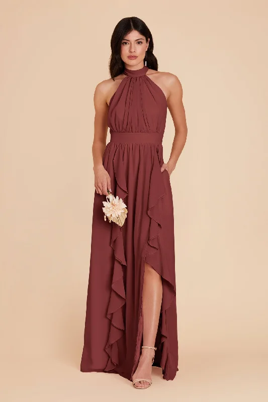 Joyce Chiffon Dress - Rosewood