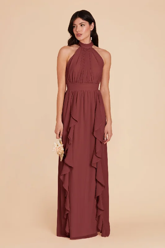 Joyce Chiffon Dress - Rosewood