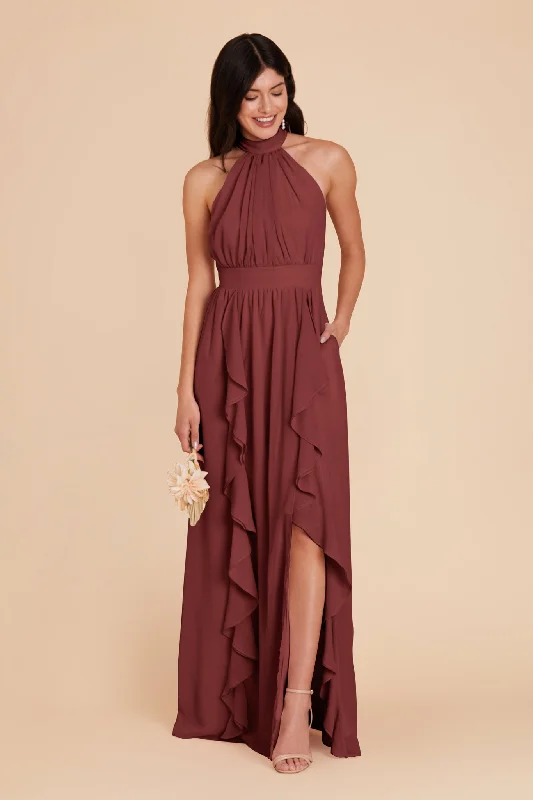 Joyce Chiffon Dress - Rosewood