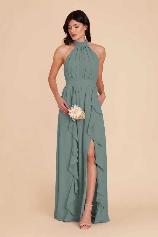 Joyce Chiffon Dress - Sea Glass