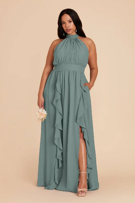 Joyce Chiffon Dress - Sea Glass