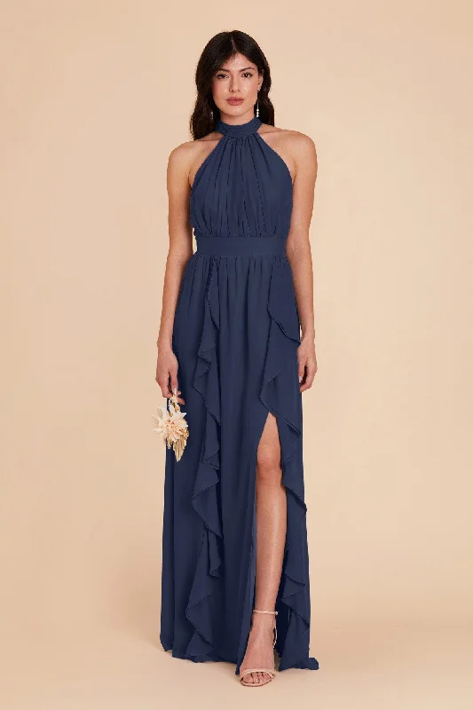 Joyce Chiffon Dress - Slate Blue