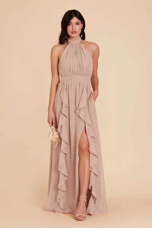 Joyce Chiffon Dress - Taupe