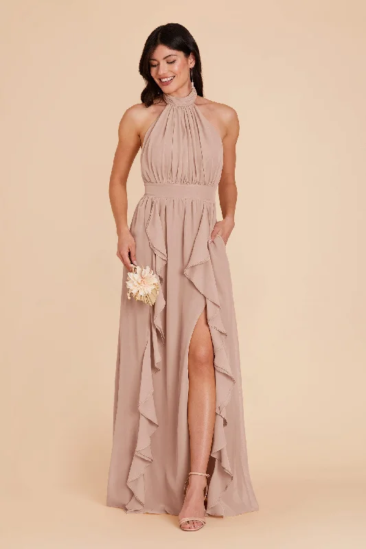 Joyce Chiffon Dress - Taupe