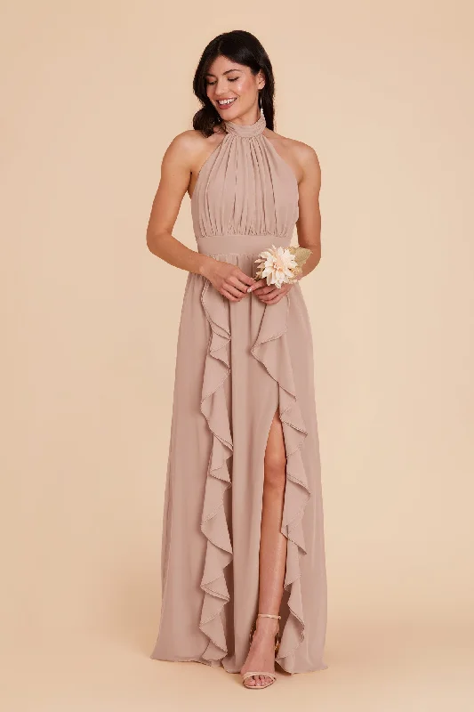 Joyce Chiffon Dress - Taupe