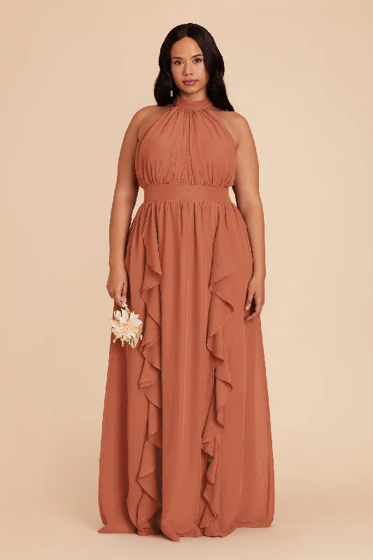 Joyce Chiffon Dress - Terracotta