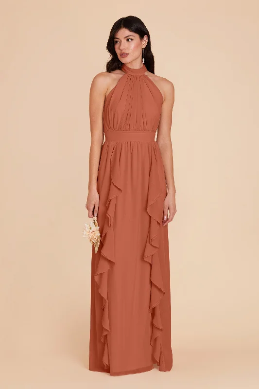 Joyce Chiffon Dress - Terracotta