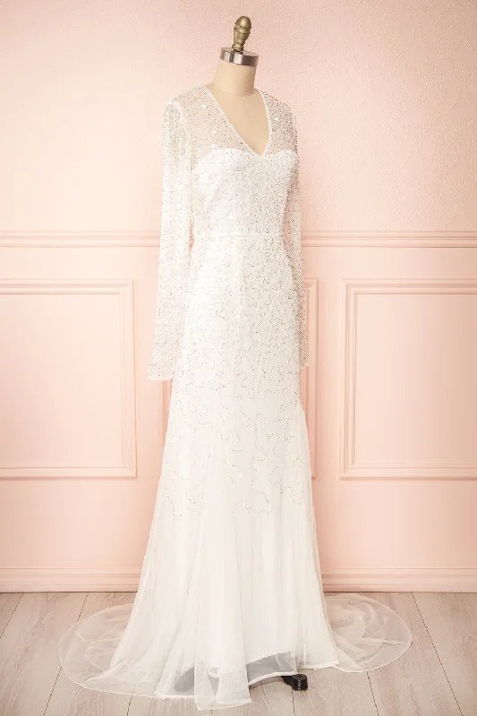 Judith | Long Sleeve Beaded Bridal Dress