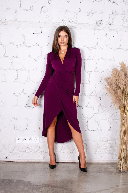 Roxy Plum Violet Wrap Style Midi Dress