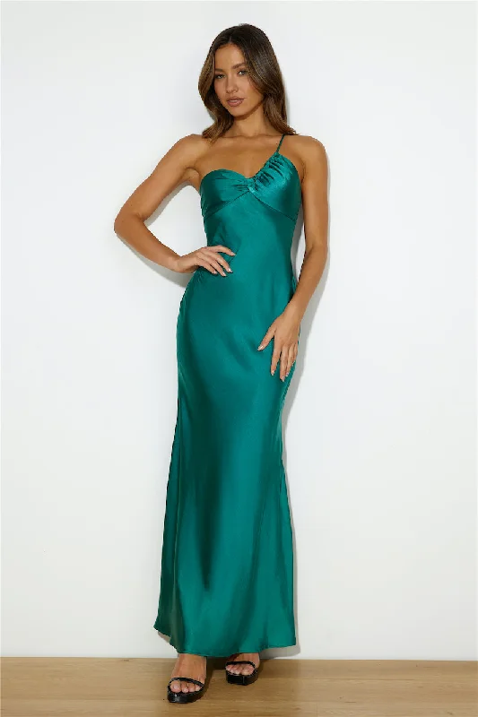 Silk Statement Satin Maxi Dress Teal