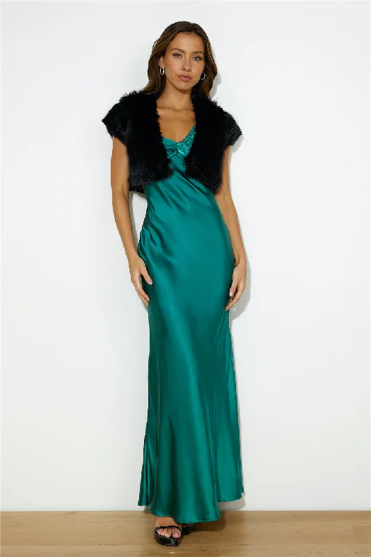 Silk Statement Satin Maxi Dress Teal