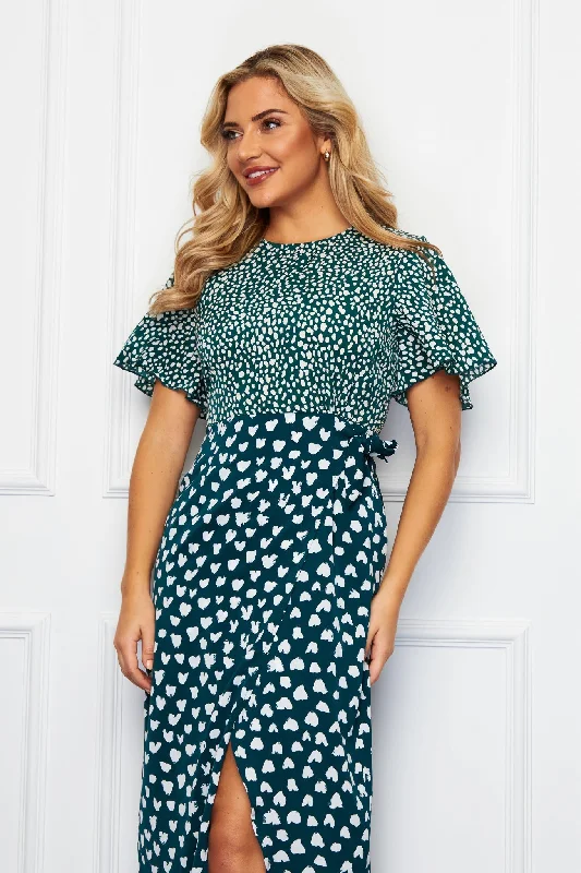 Sonia Emerald White Multi Spot Print Midi Dress