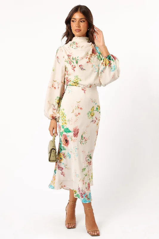 Sophia Long Sleeve Dress - White Floral