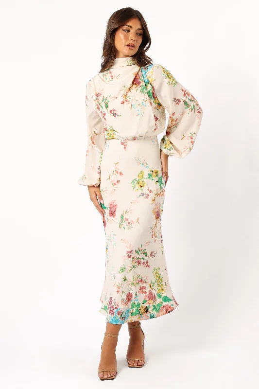 Sophia Long Sleeve Dress - White Floral