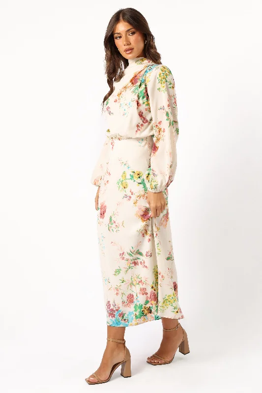 Sophia Long Sleeve Dress - White Floral