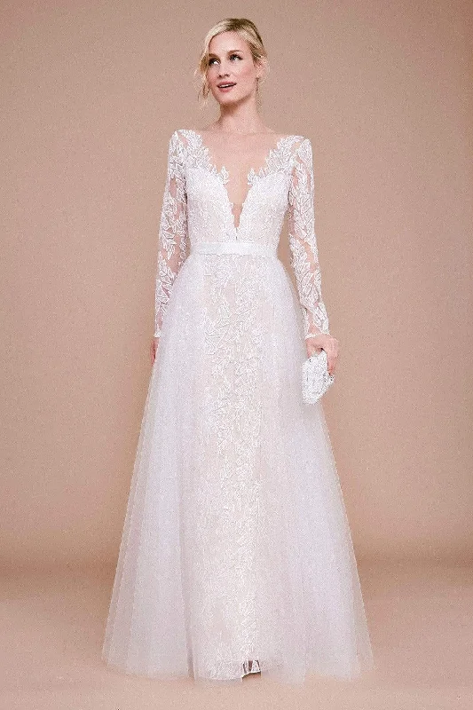 Tadashi Shoji - Louisa Long-Sleeve Lace Tulle Gown