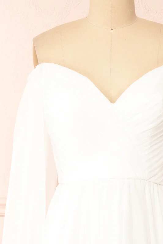 Vivienne | Maxi White Dress w/ Pleated Bust